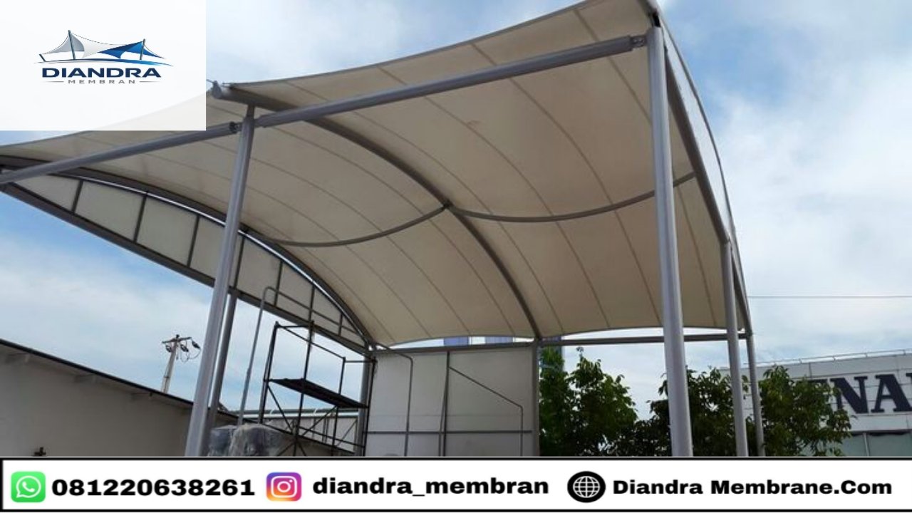 Desain kanopi membrane parkiran minimalis modern