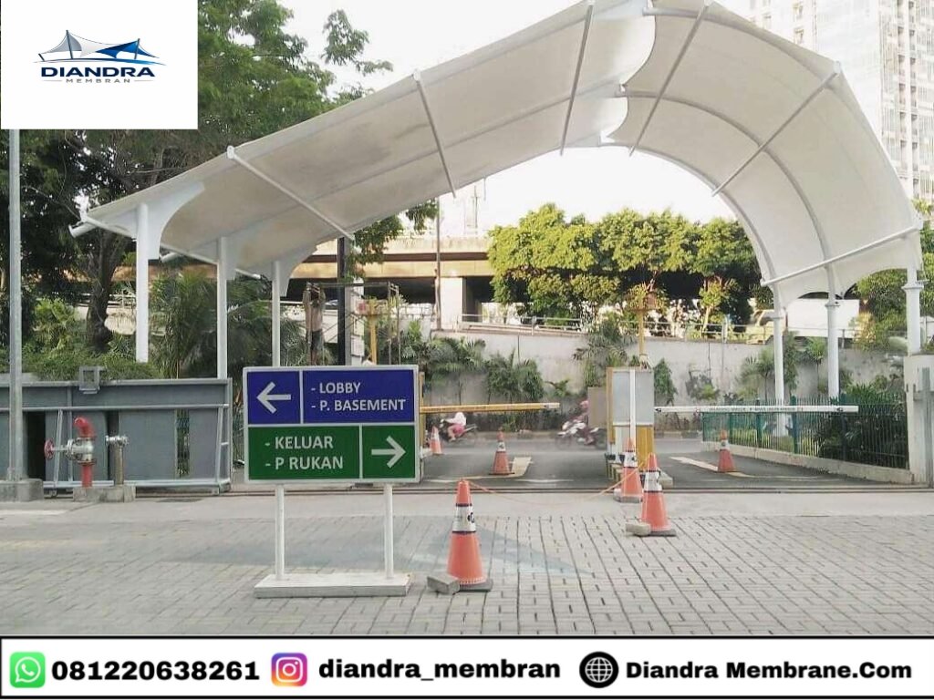 Kanopi Membrane Bandung untuk carport dan area parkiran modern