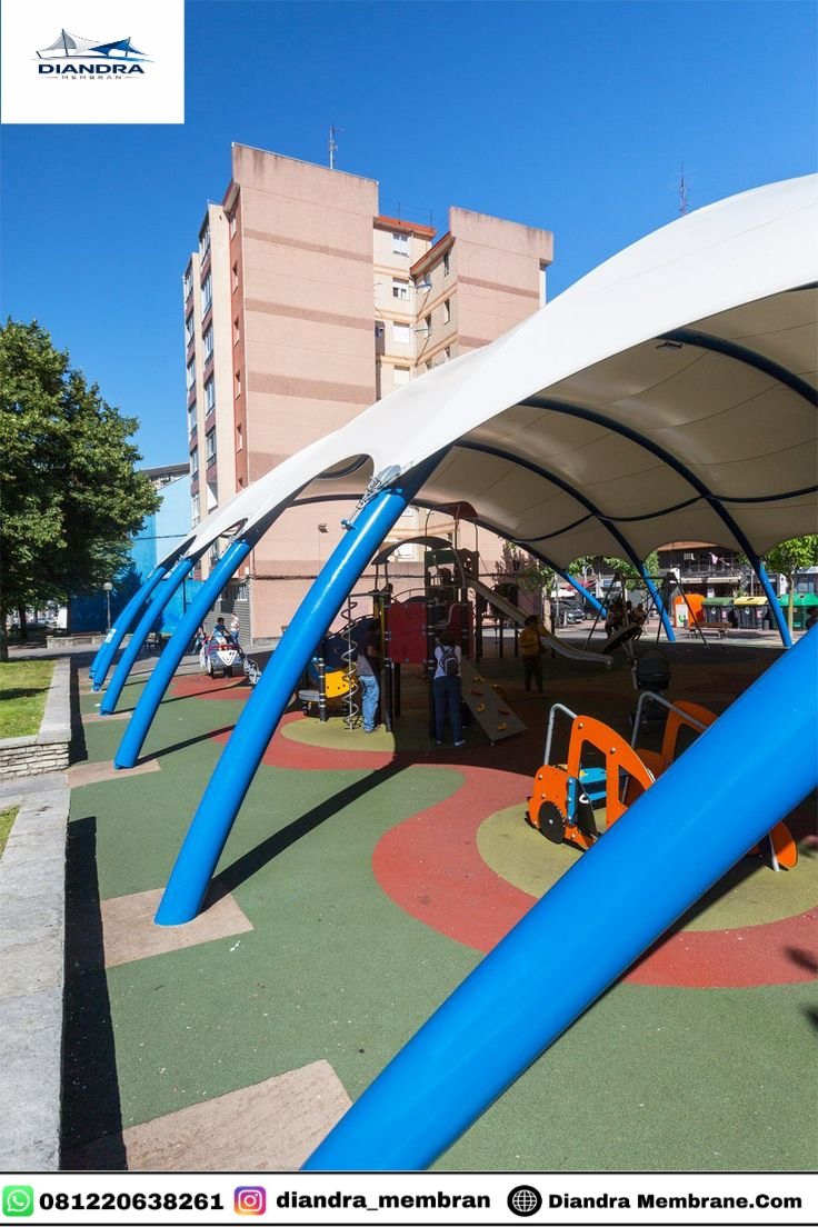 Desain kanopi membrane untuk playground anak modern