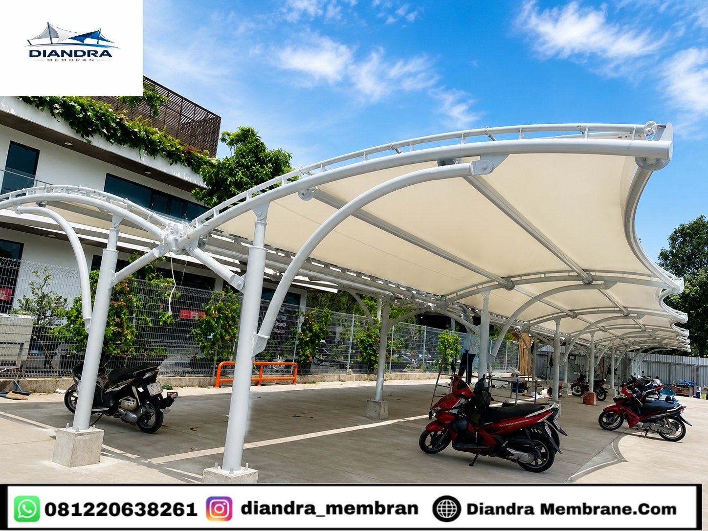 Pemasangan Struktur Atap Tenda Membrane Komersial Cianjur