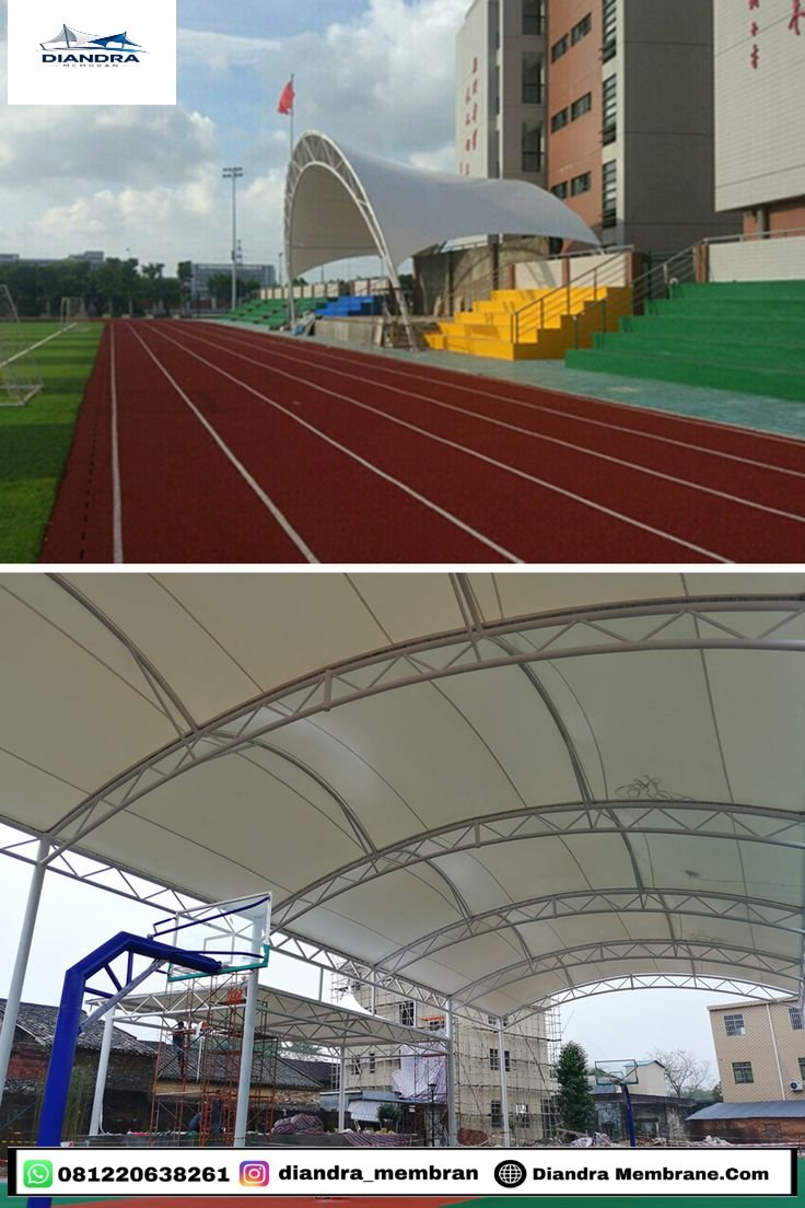 Proses Konstruksi Rangka Baja Atap Membran Futsal Diandra Membrane